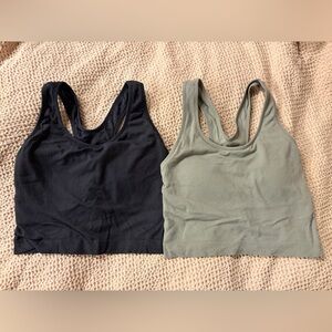 Calia By Carrie Underwood Seamless Ribbed Cropped Tank Set XS/S Tan Black